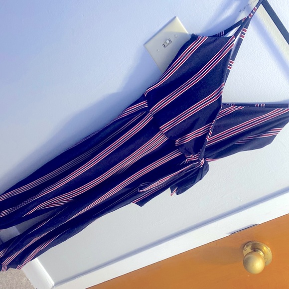 Small Blue/Red Striped Summer Womens Jumpsuit - Picture 1 of 5